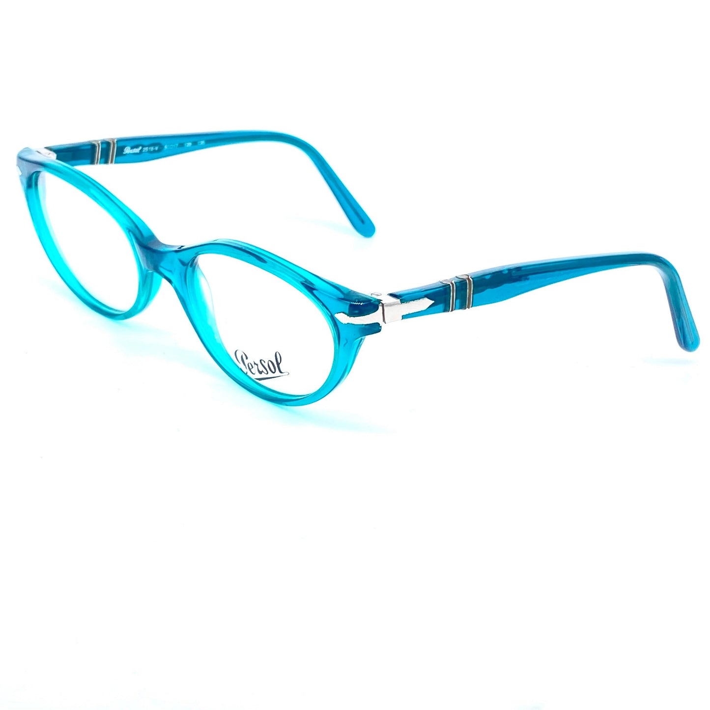 Persol 2518-V blue/green cateye eyeglasses frames hand made in Italy, NOS 90s