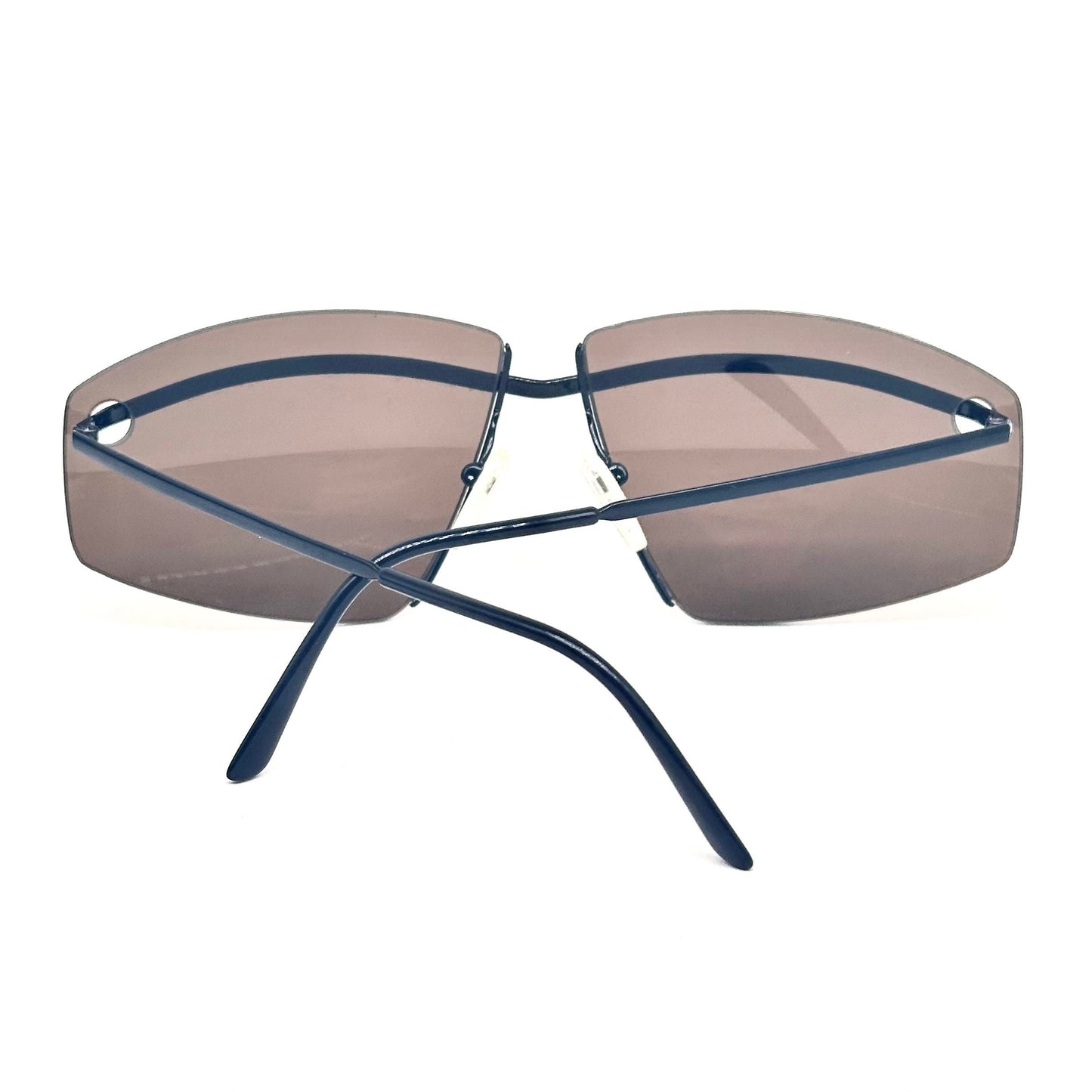 Essilor 475 unusual modernist rimless sunglasses hand made in France, 80s NoS