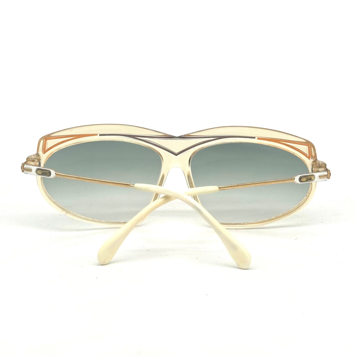 Cazal 854 clear oversized sunglasses w colorful carved details, West Germany 80s