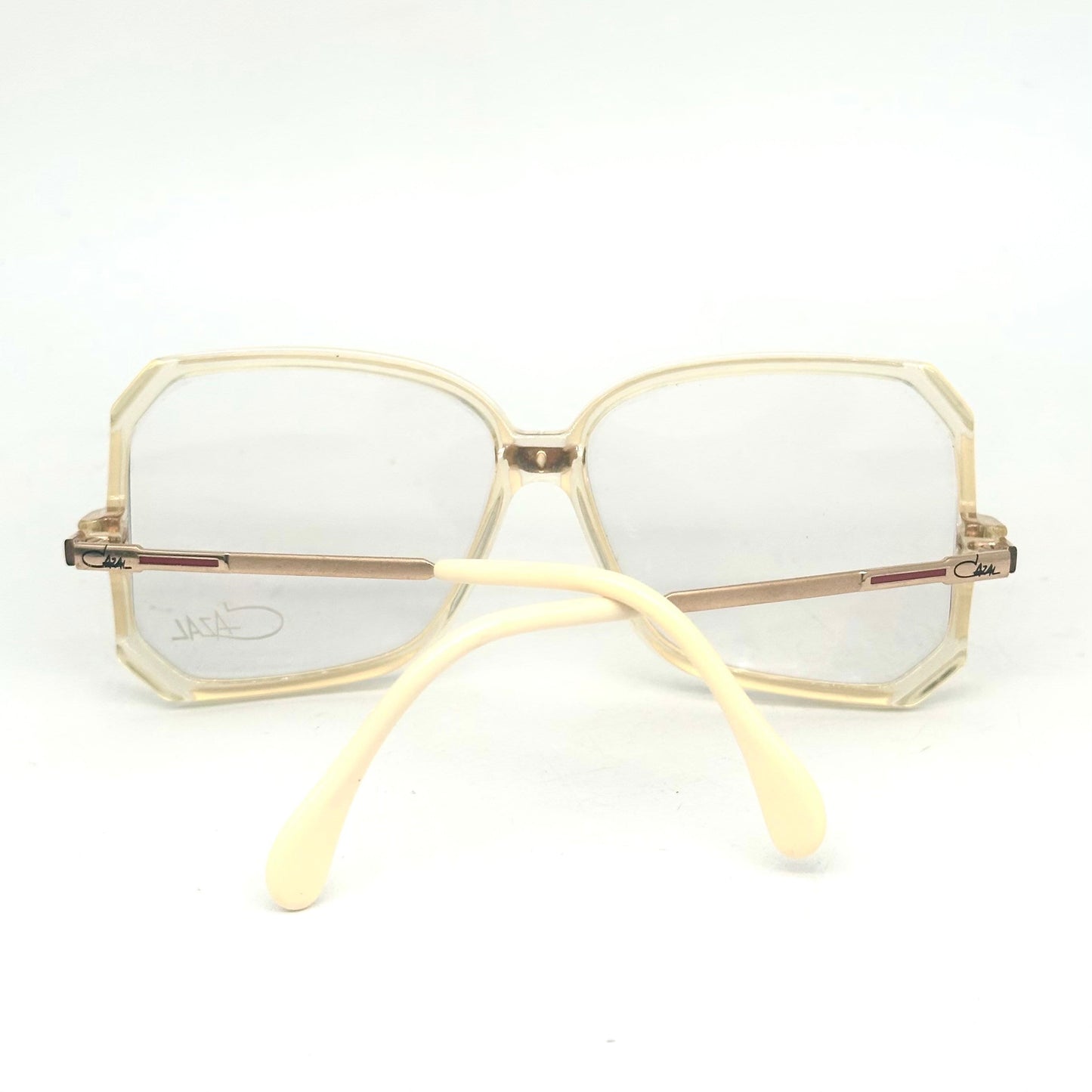 Cazal 167 square oversized eyeglasses frames in clear/white acetate, NoS 80s W Germany