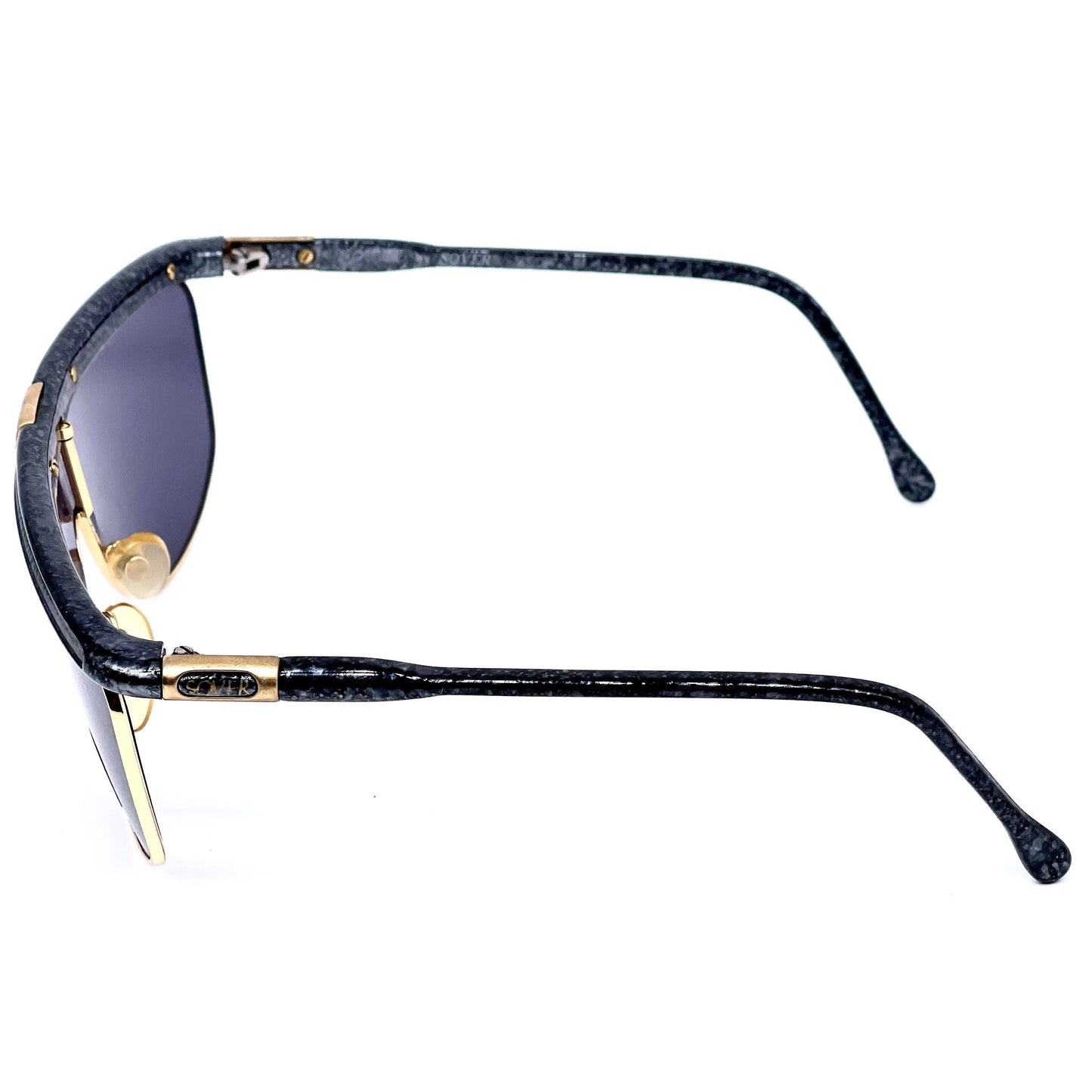 Sunglasses mask style Sover Alutanium made in Italy black-gold NOS 80s