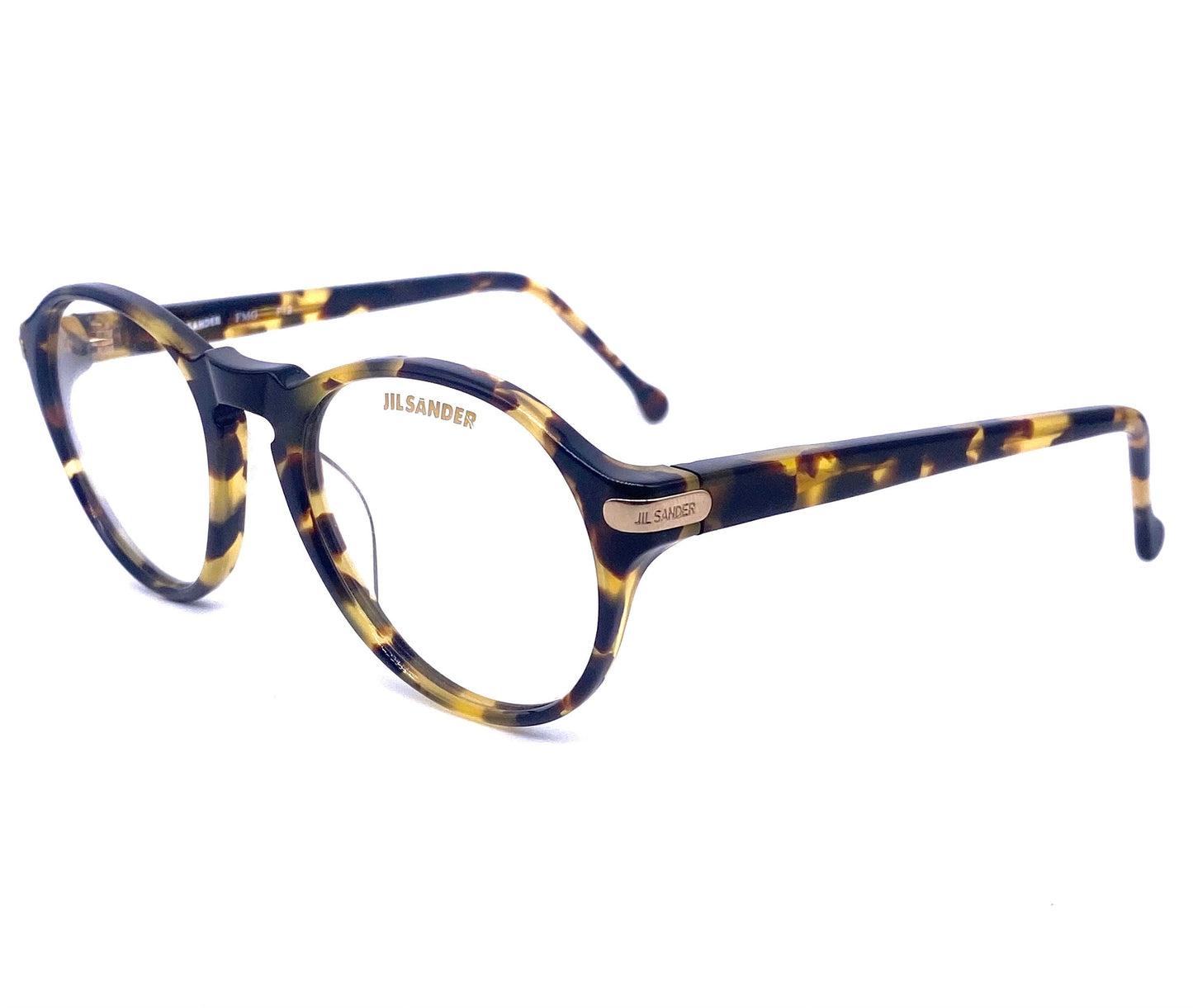 Jil Sander Demi amber round keyhole eyeglasses frames made in Germany. 80s NOS