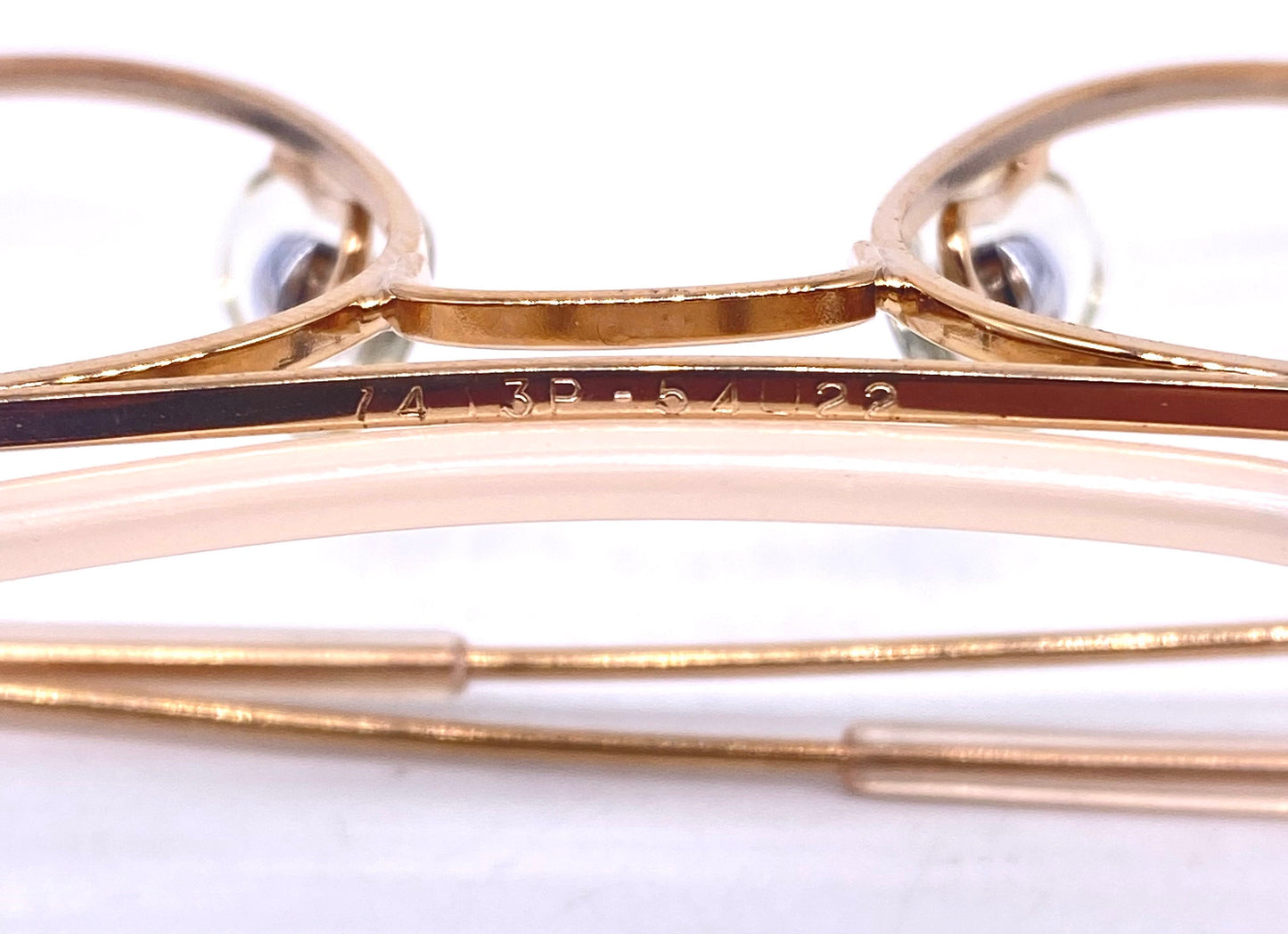 Look Milano classic golden metal aviator with dbl bridge coated in bone color acetate, NOS 80s Italy