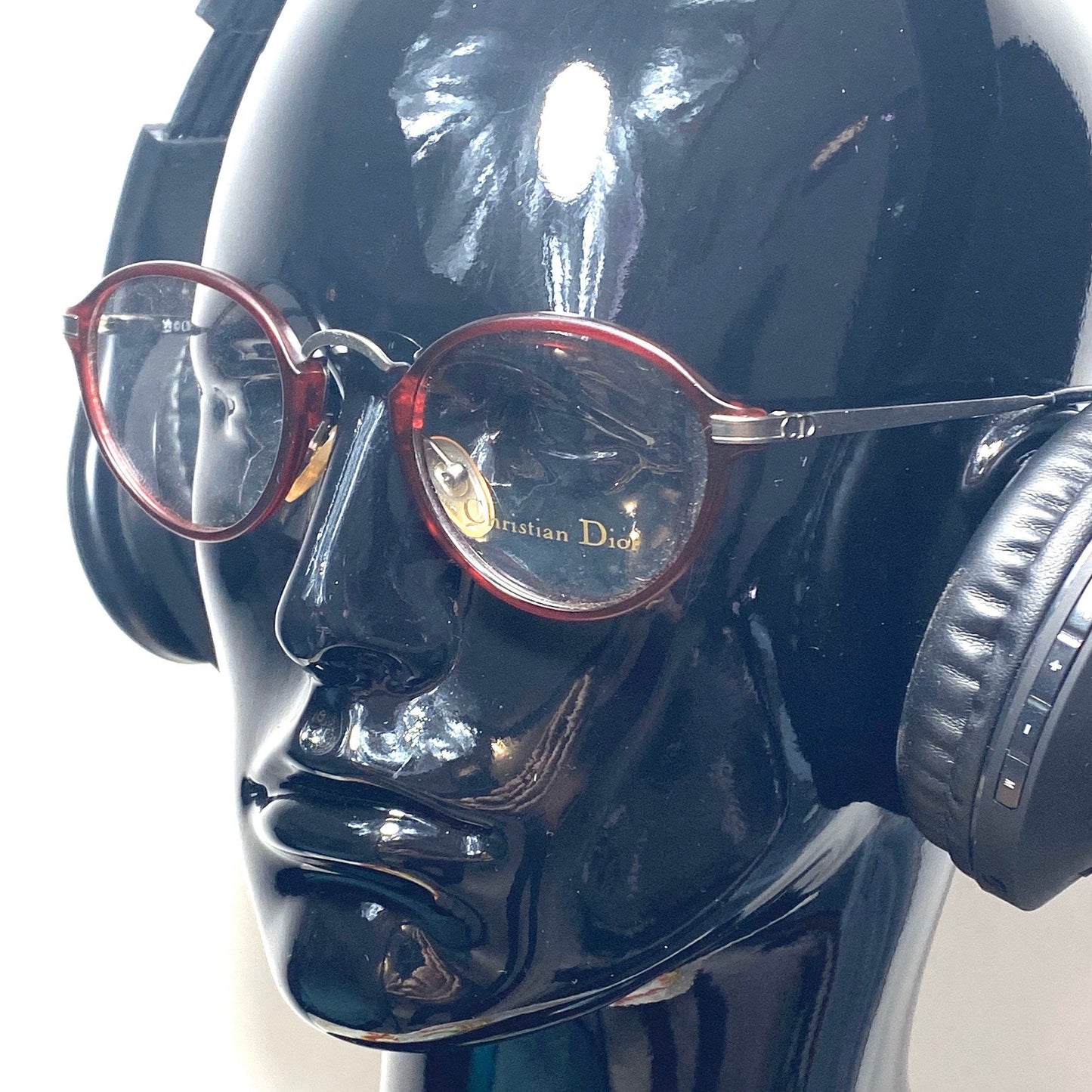 Christian Dior 2899 minimalist burgundy/ gunmetal round eyeglasses frames, NOS 1980s Austria