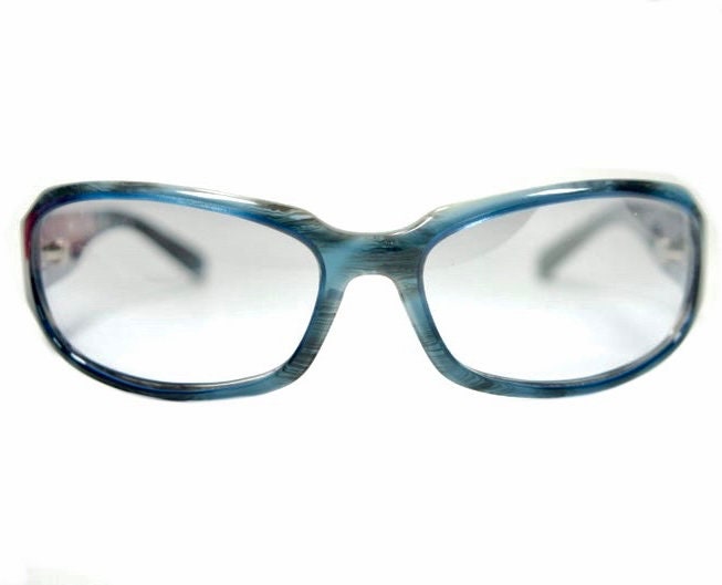 Matsuda Japan blue/grey fading acetate oval wrap sunglasses w grey lenses 90s NOS mint