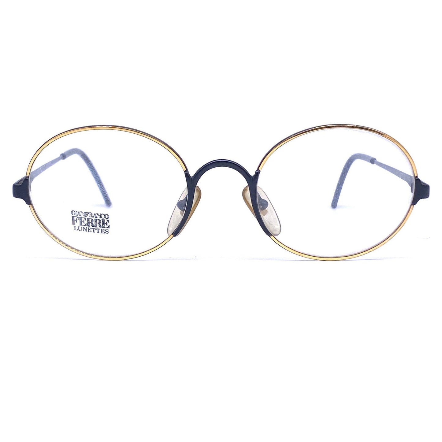 Gianfranco Ferré GFF50 oval black/gold metal eyeglasses frames, 80s NOS