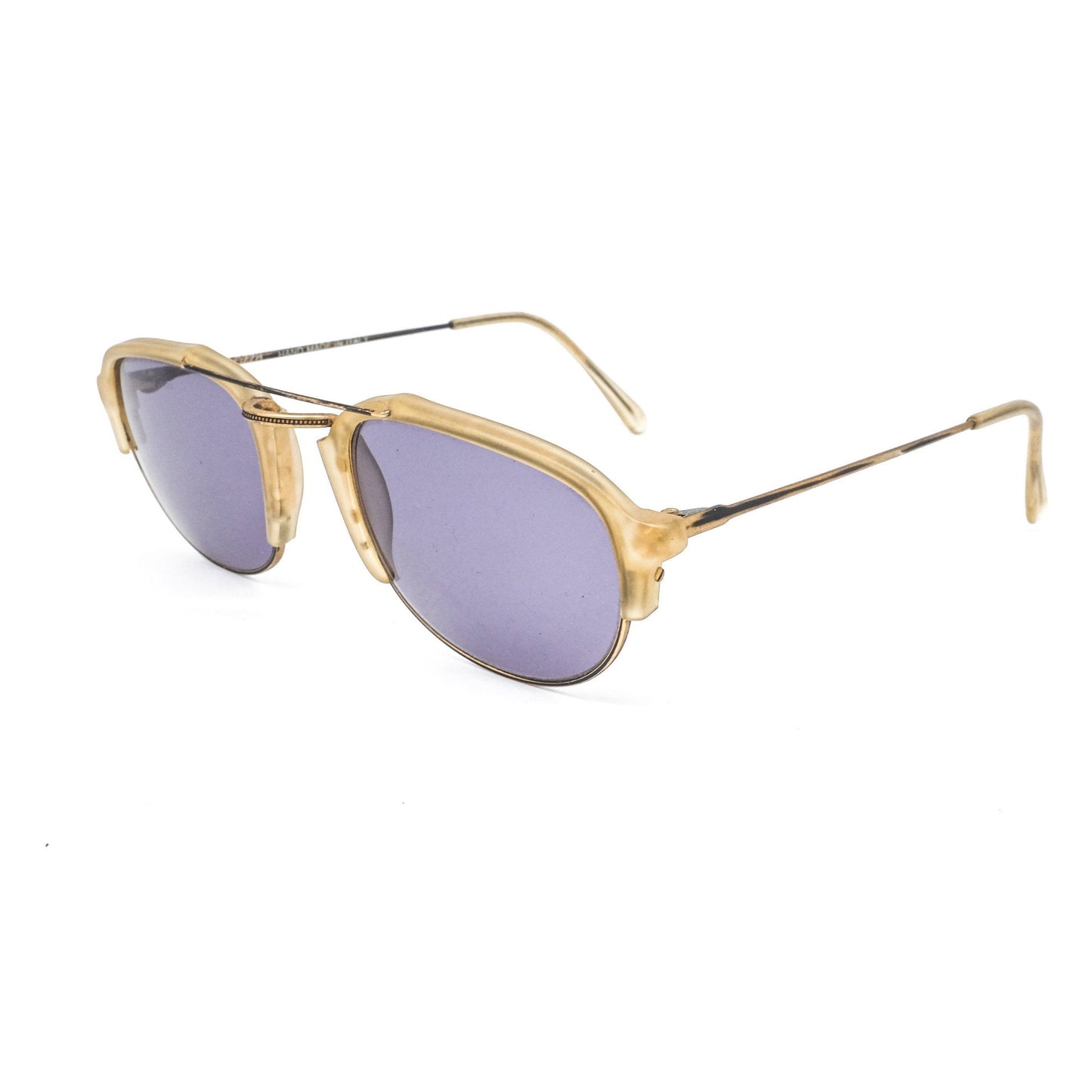 Lozza Philippe pale yellow/copper toned cello round corner square sunglasses 1970’s NOS Italy