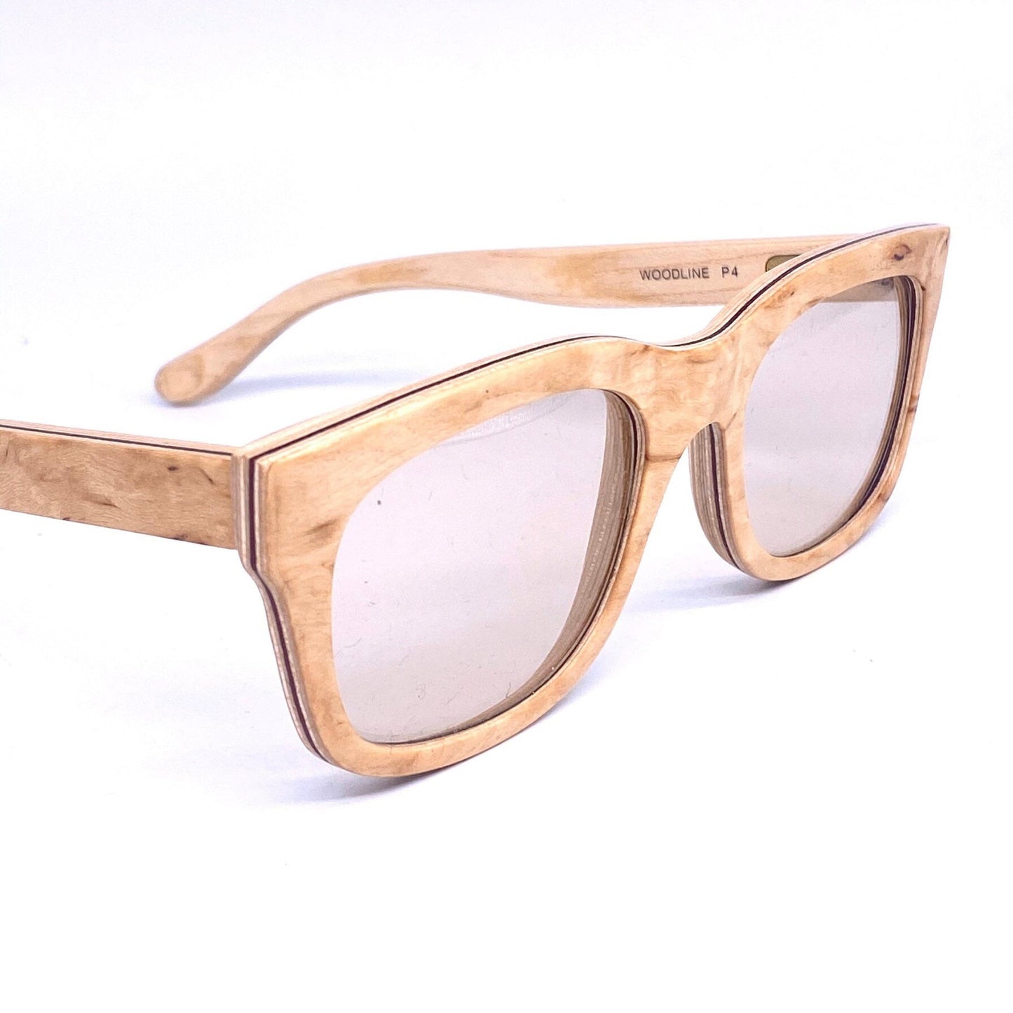 Jean Lempereur square real wood sunglasses, Woodline P5 wayfarer style, France NOS 80s