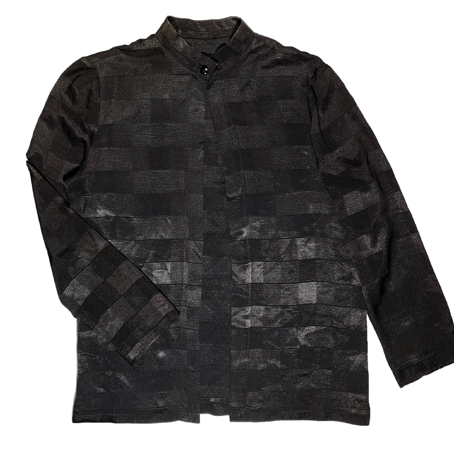 Luxury silk Jacquard black & white top minimalist 2 pcs set mandarin blouse + wrap tank, NOS 90s