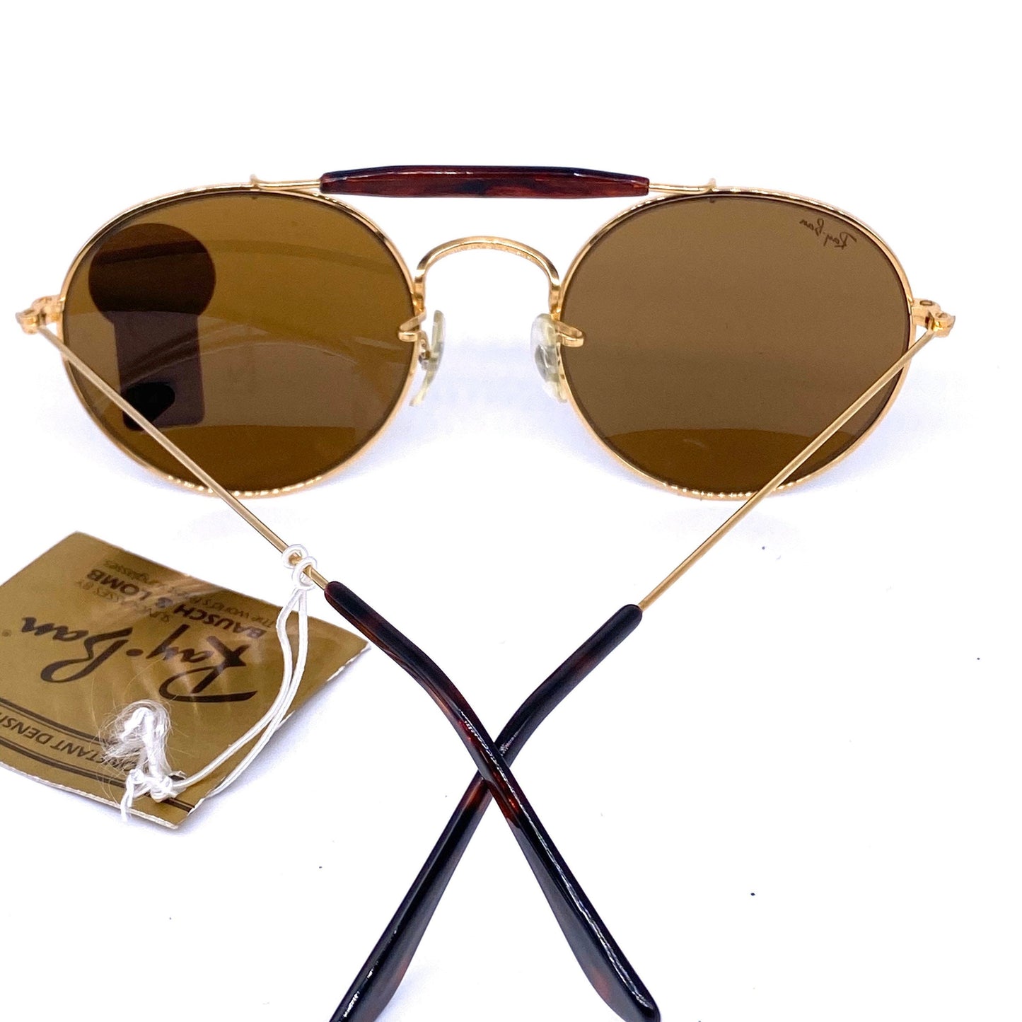 Rayban B e L round aviator outdormans occhiali da sole placcati oro NOS 90s