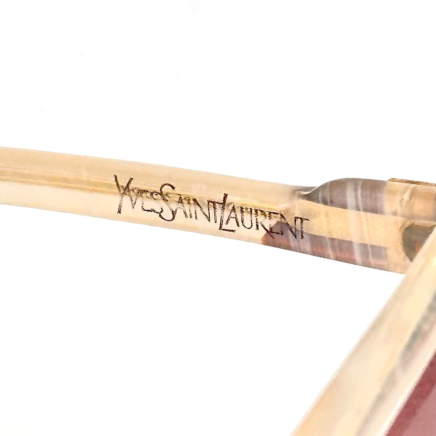 YSL Saint Laurent 8706 sunglasses made in France, marbled pearl & textured brown oversized style, 80s NOS