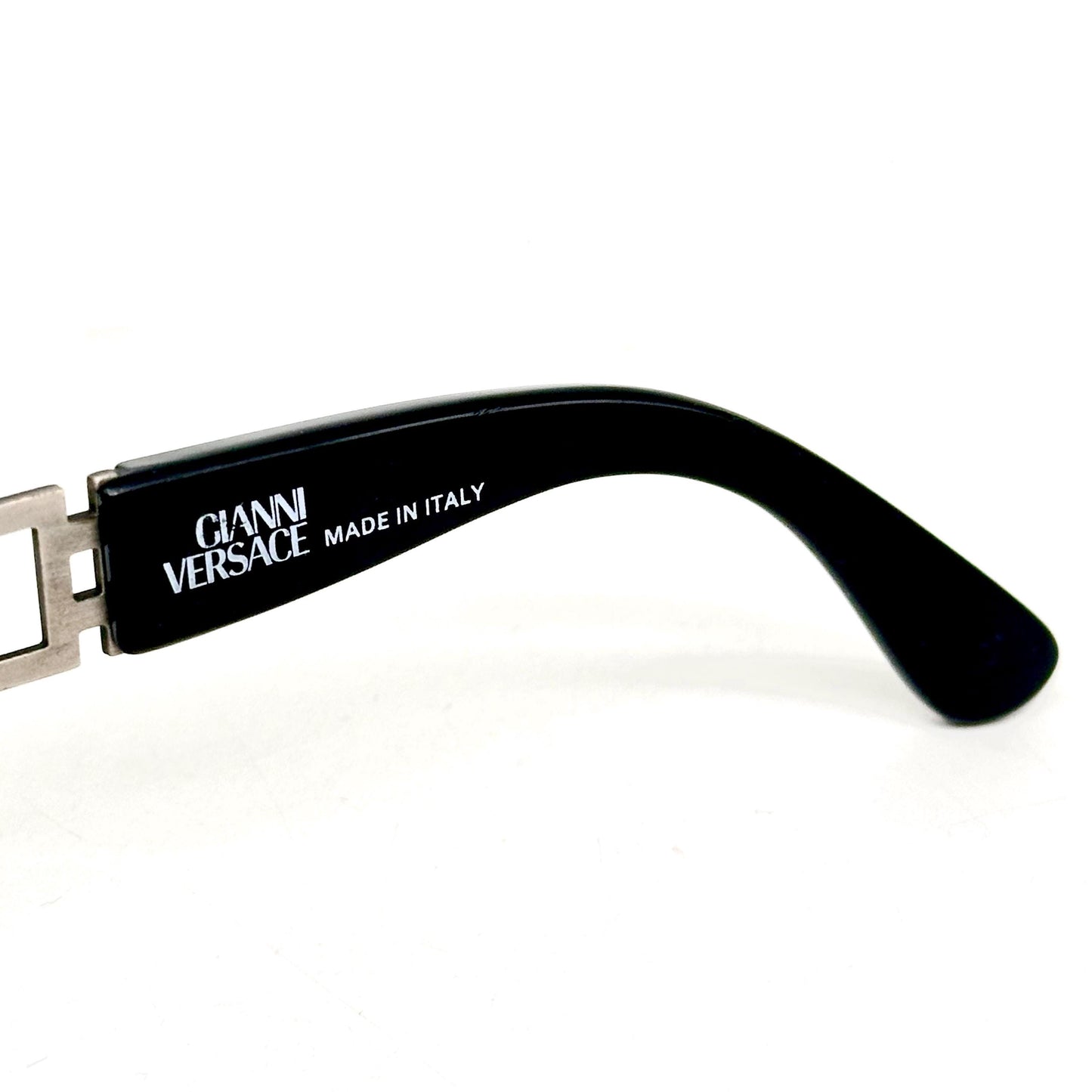 Gianni Versace 486 vintage matt white oval sunglasses made in Italy with Medusa logo detail in greek key on the silver temples NoS 90s