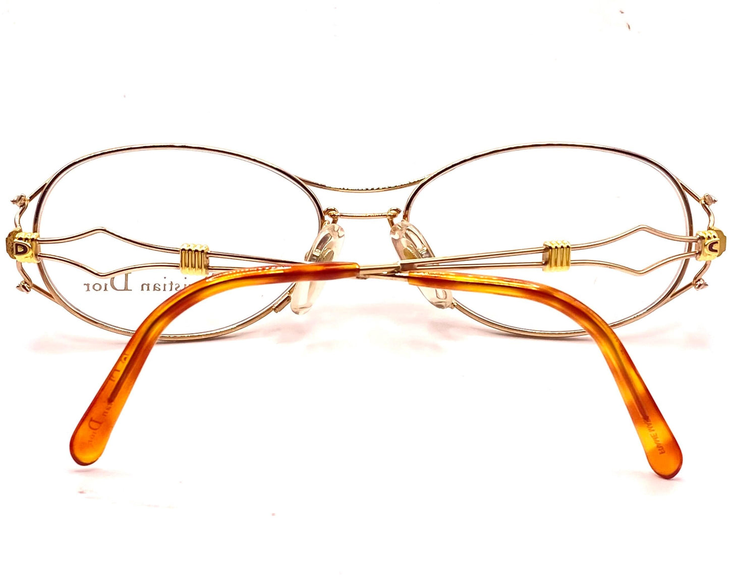 Christian Dior 2682 cool instricate golden metal cable oval glasses frames made in Austria, 1980s NOS mint