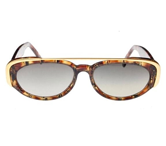 Polaroid coolest oval tortoise sunglasses w unique golden arch browline, NoS 80s Italy