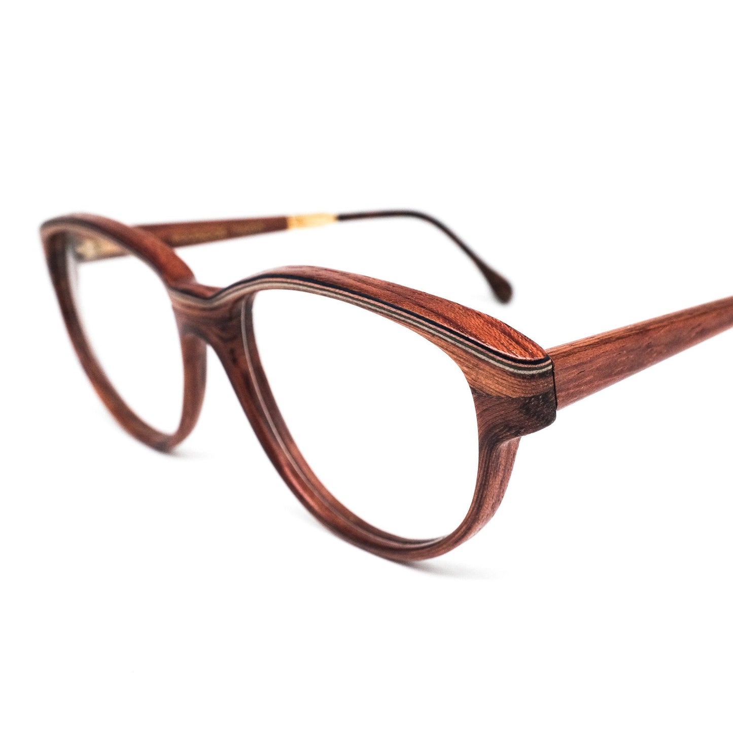 Woodlook Paris real wood cateye eyeglasses frames hand crafted in France, 80s NOS