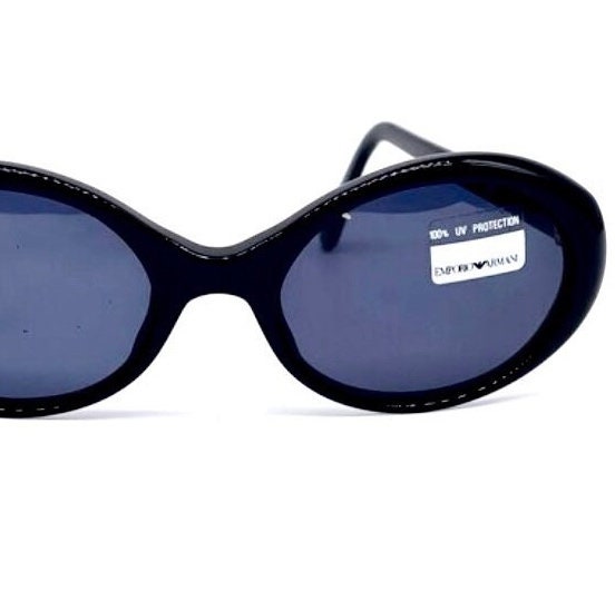Emporio Armani 541-S Oval sunglasses in black cellulosid made in Italy, 80s NoS
