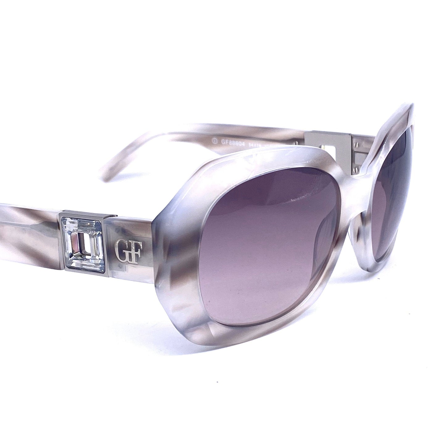 Gianfranco Ferrè square oversized sunglasses, grey marble with beautiful square rhinestone, NOS 90s