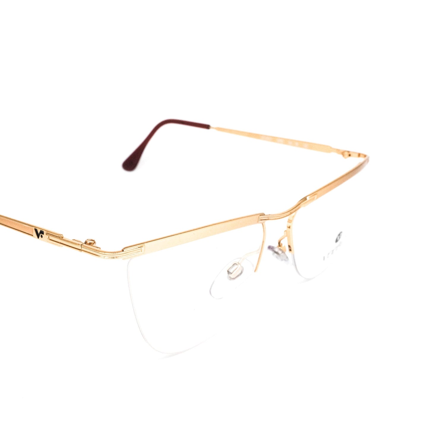 Vogue VO 3031 minimal gold metal browline eyeglasses frames with teardrop lenses, 1990s NOS.