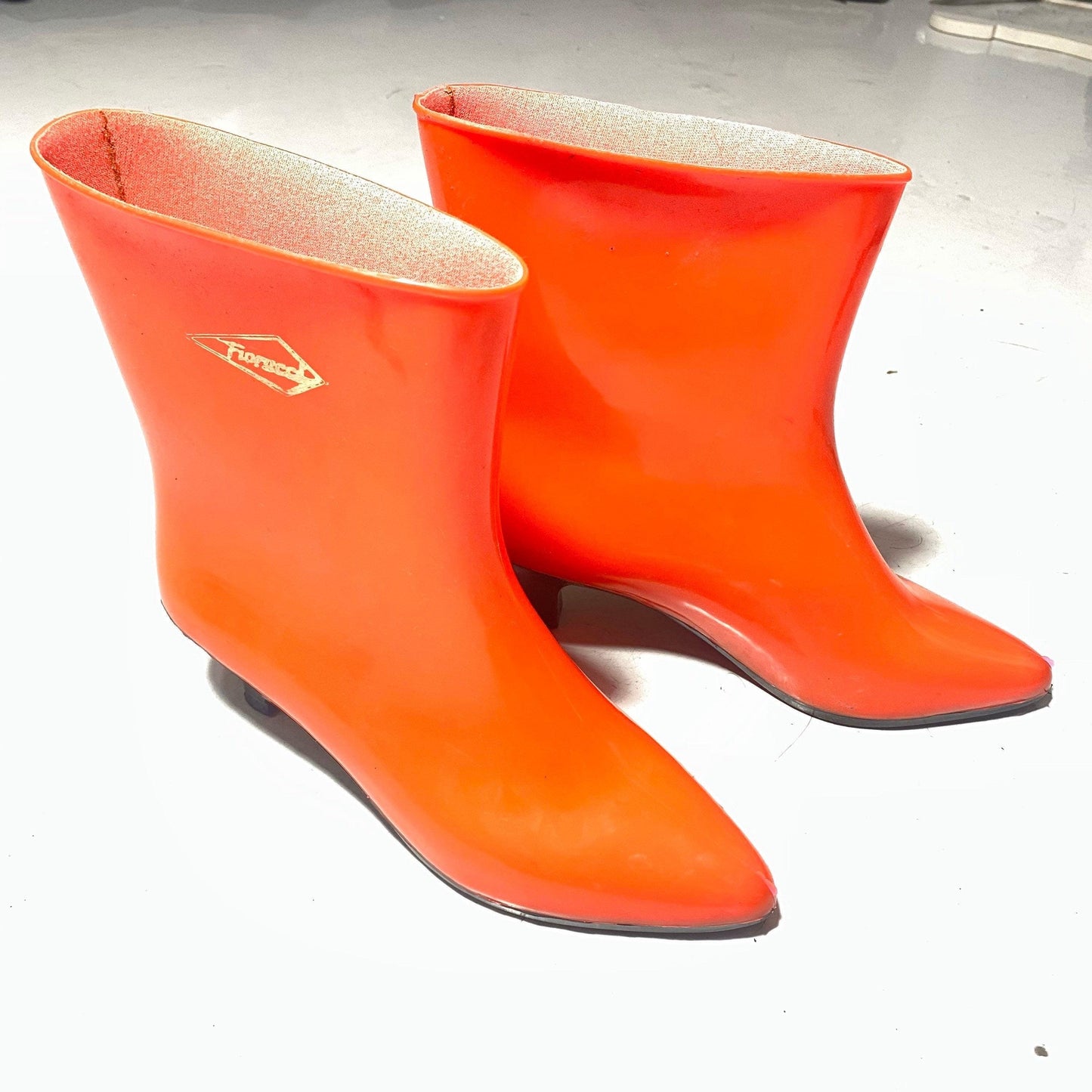 Fiorucci Vintage 80s rubber rain boots orange sz 36, NOS