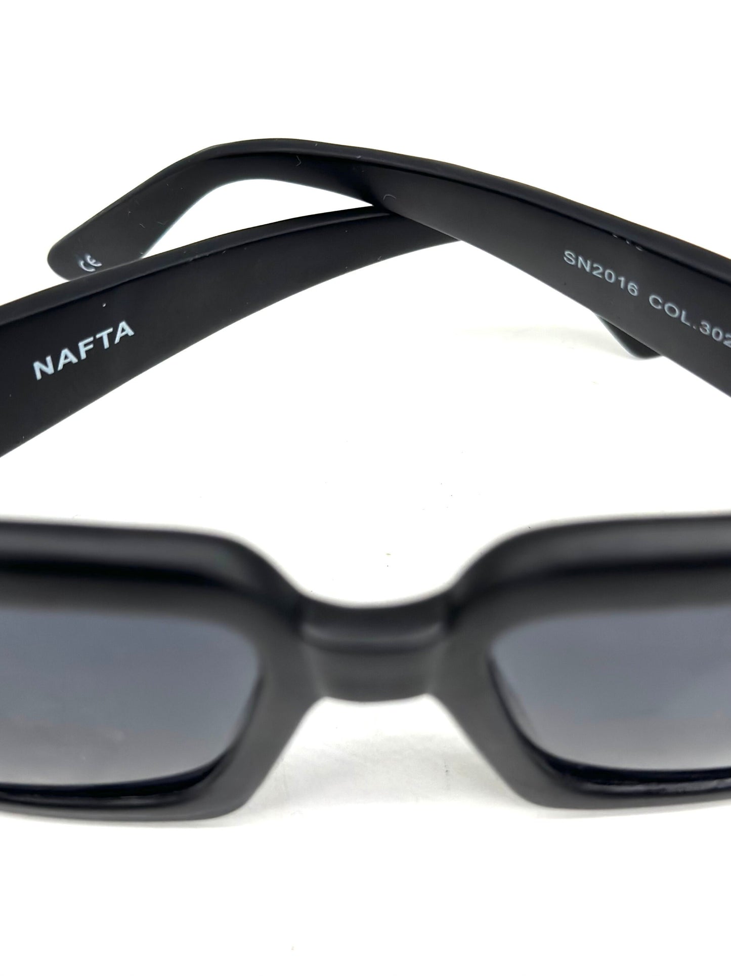 Nafta black square oversized sunglasses w/ 3D matelassè temples, Matt finish; NOS 2003, Italy