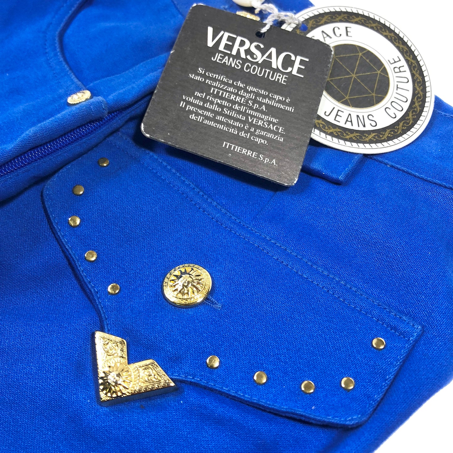 Versace Jeans Couture 90s NOS electric blue western style shorts sz 26