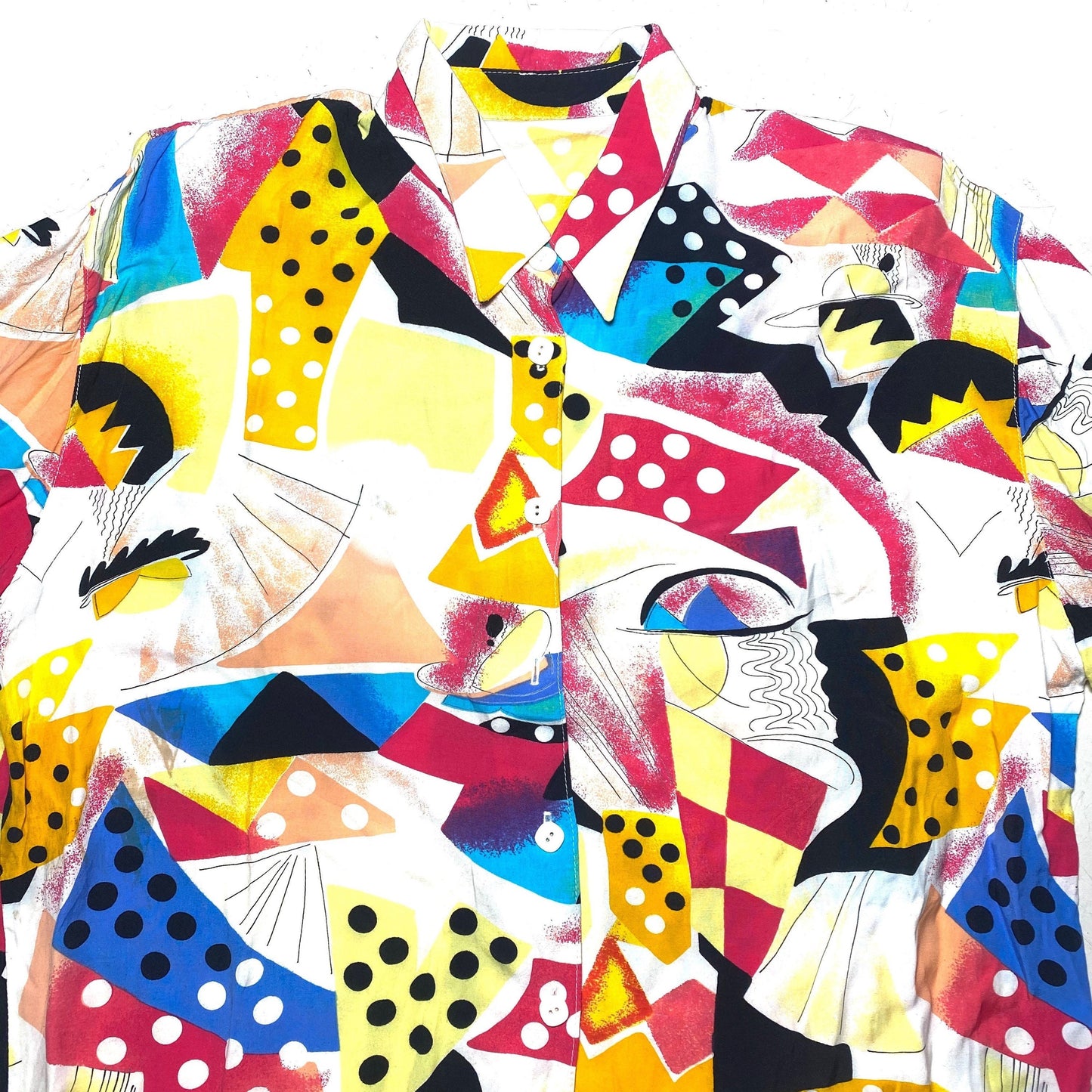 Colorful abstract allover short sleeved shirt made in a finest viscose fabric, mint condition