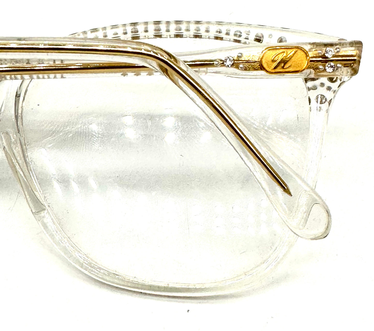 Nouvelle 14 crystal clear frames w rhinestones browline , NOS 80s Italy
