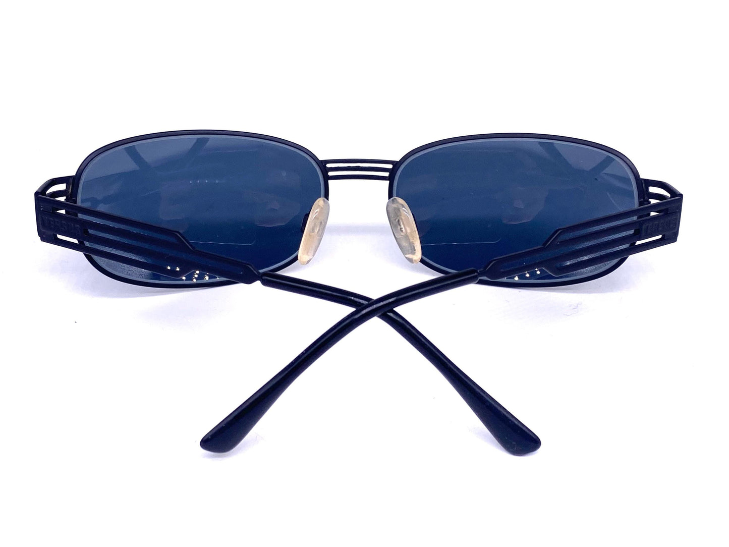 Versus Versace F36 Matt black modernist wrap sunglasses made in Italy in the 90s, NOS in mint condition