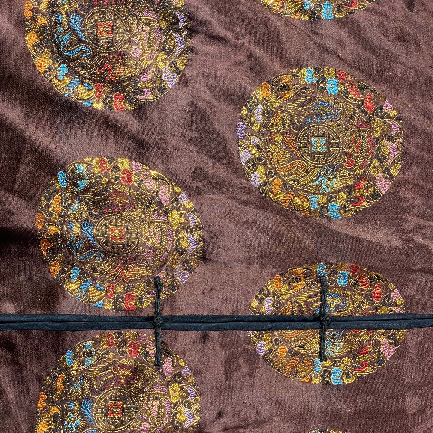 Pure silk traditional Chinese jacquard allover 3/4 kimono coat, as new, perfect sz L