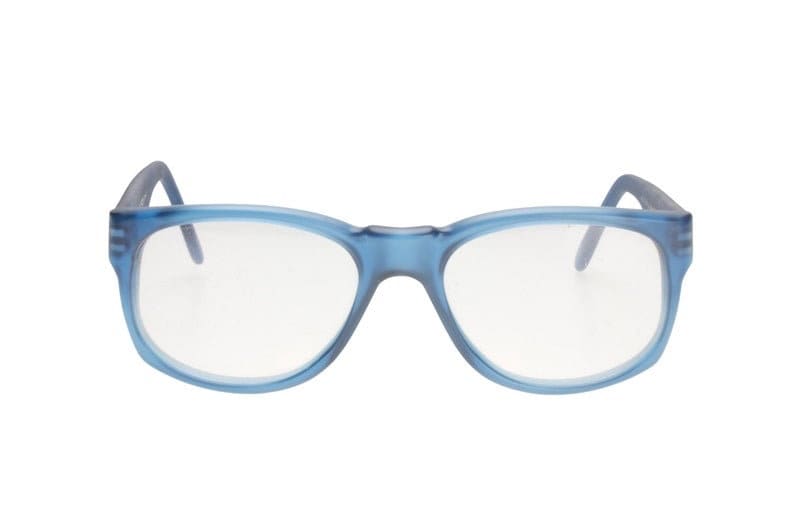 Michel Klein square frosted glasses frames in blue or clear colors, NOS 1980s hand Made in France