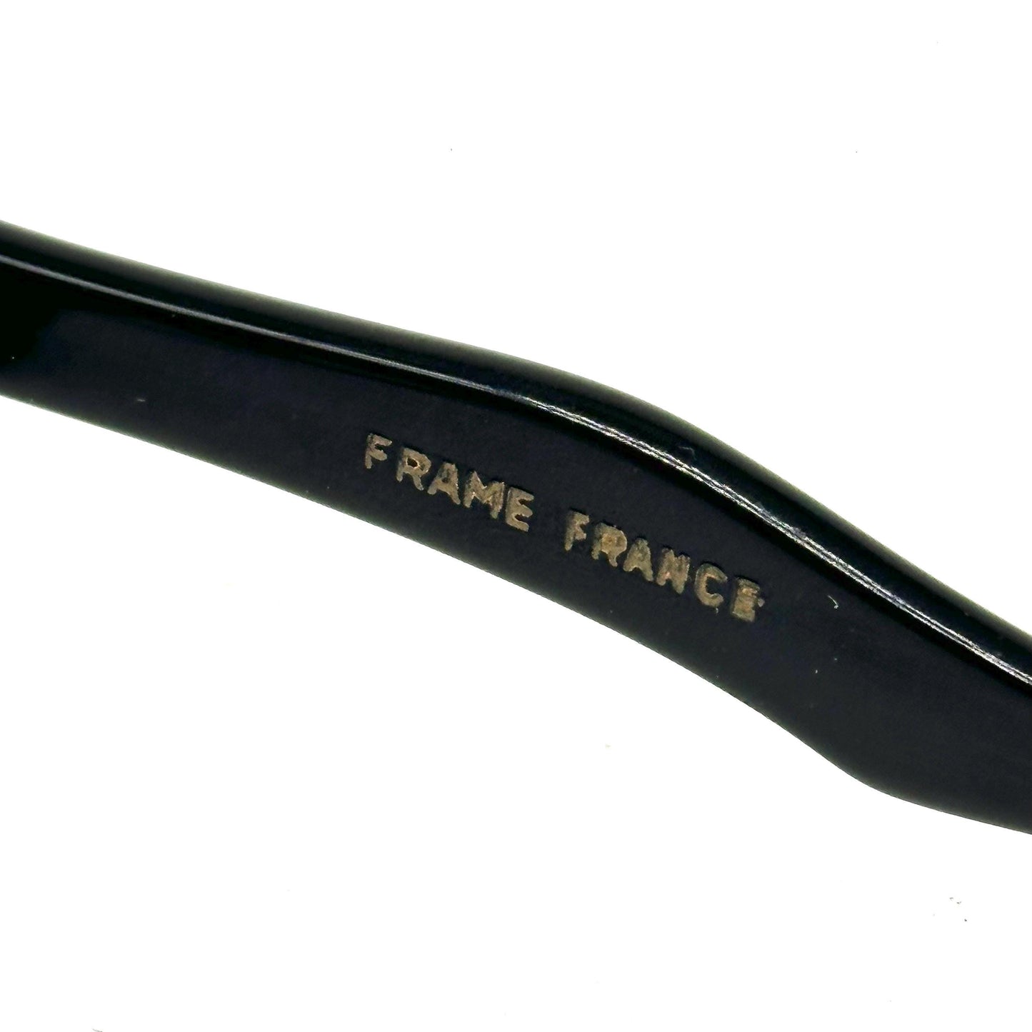 A PARIS vintage black cateye glasses with emerald dark green eyebrow double pointed sides Made in France 1950s luxury style