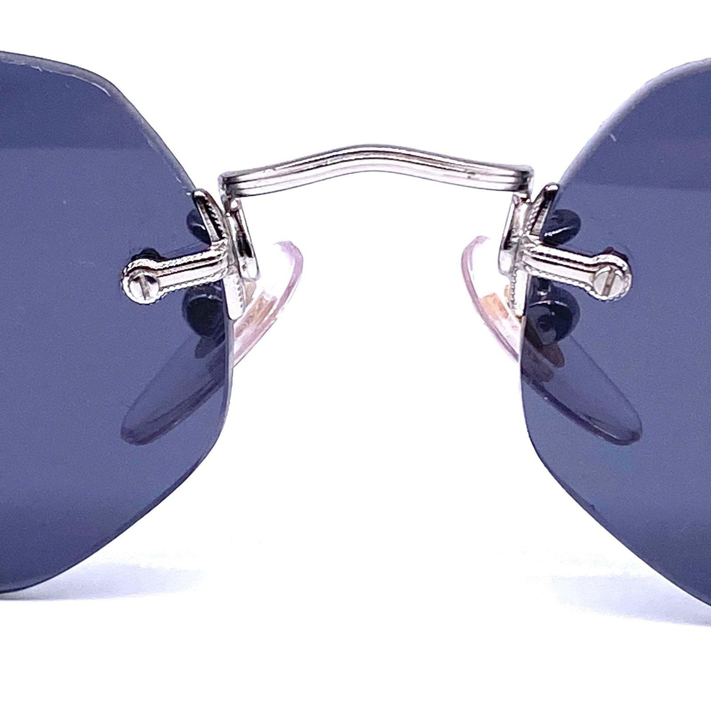 Sferoflex retro silver metal rimless deco style sunglasses 1980s NOs Italy