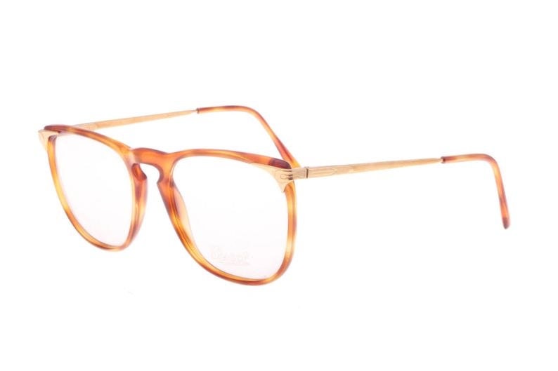 Persol Ratti Cellor 3 demi blonde cello squared glasses w golden temples and hinges, NOS 80s