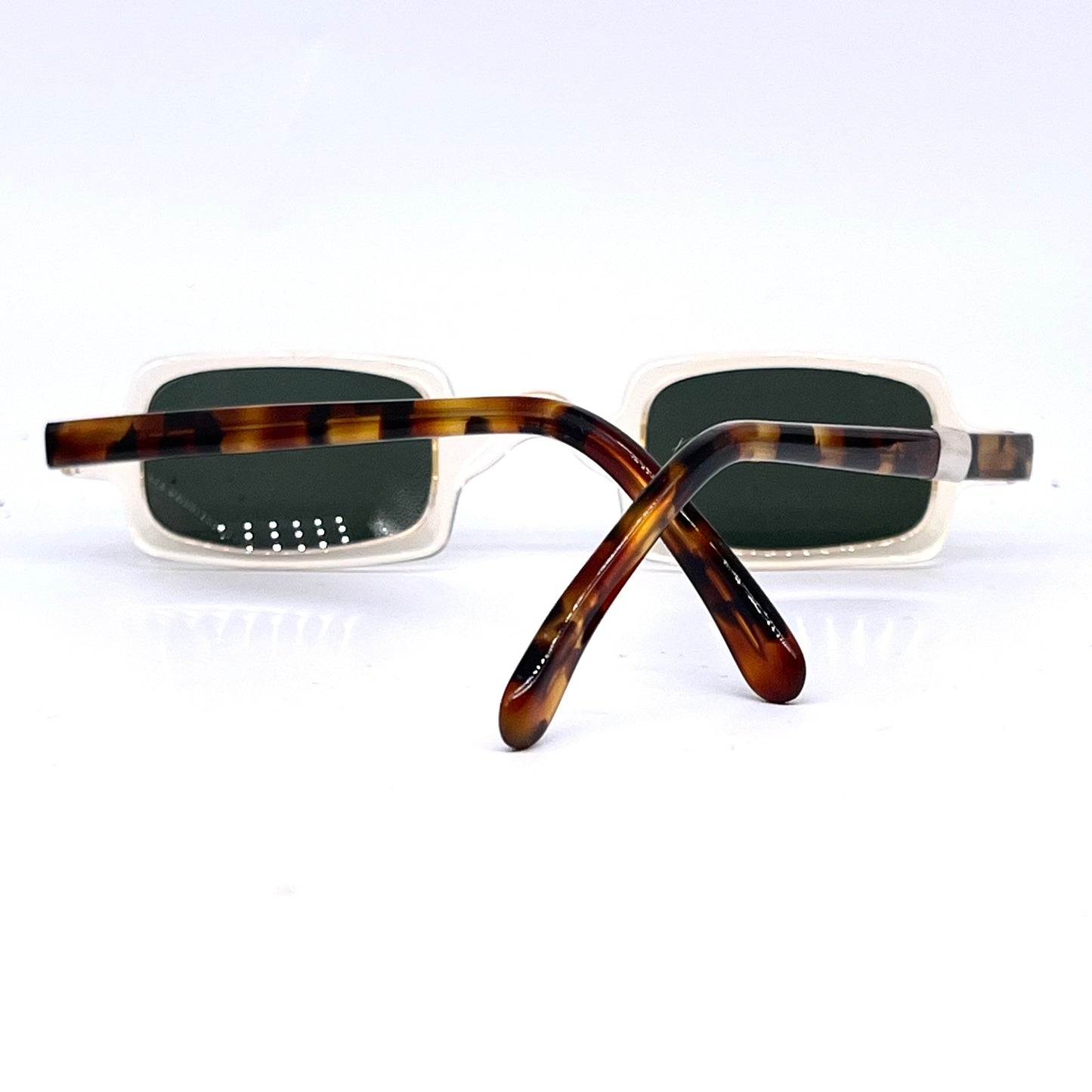 Op.City coolest retro square clear cello sunglasses with tortoise temples, NOS 80s Italy
