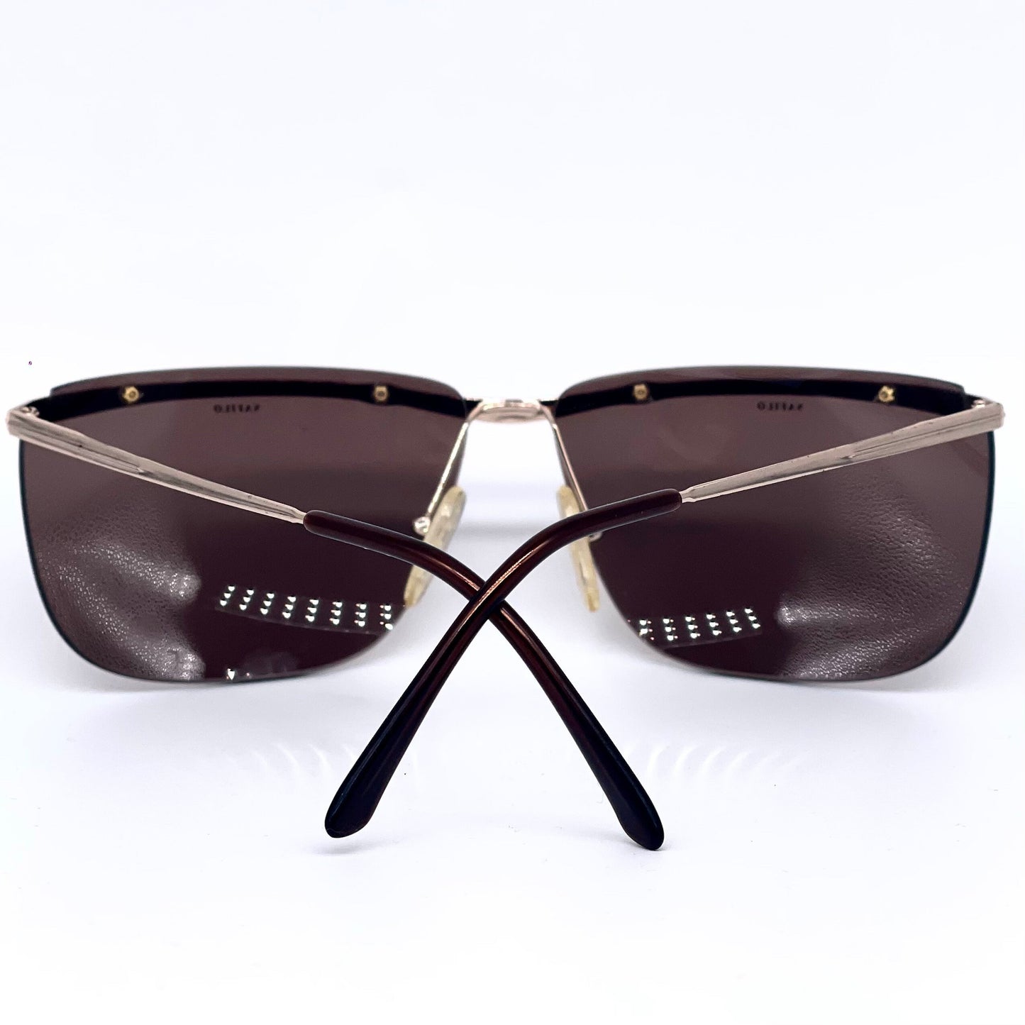 Sunglasses Safilo TEAM 7501 square frameless in gold metal NOS 80s Italy