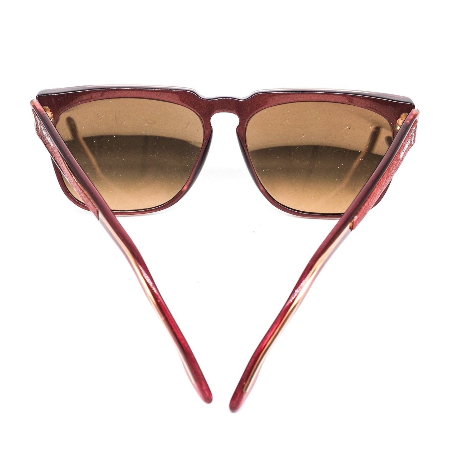Trussardi vintage red cello sunglasses w/ classic keyhole bridge and leather detailed temples, NOS 90s Italy