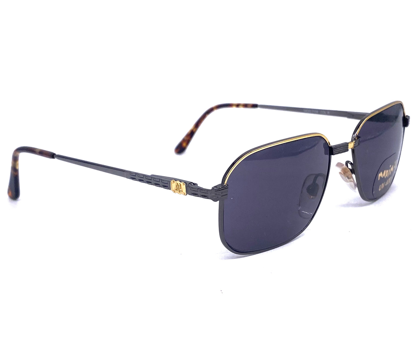 Maxim’s de Paris luxurious rectangular metal sunglasses, 2 colorways, NOS 90s