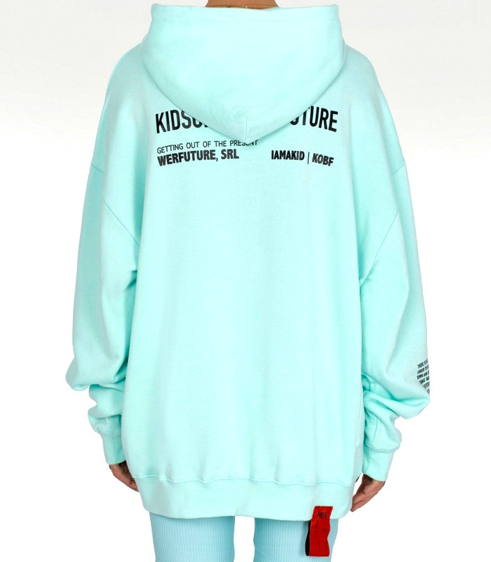 Kids of Broken Future turquoise fanny pack hoodie sz M