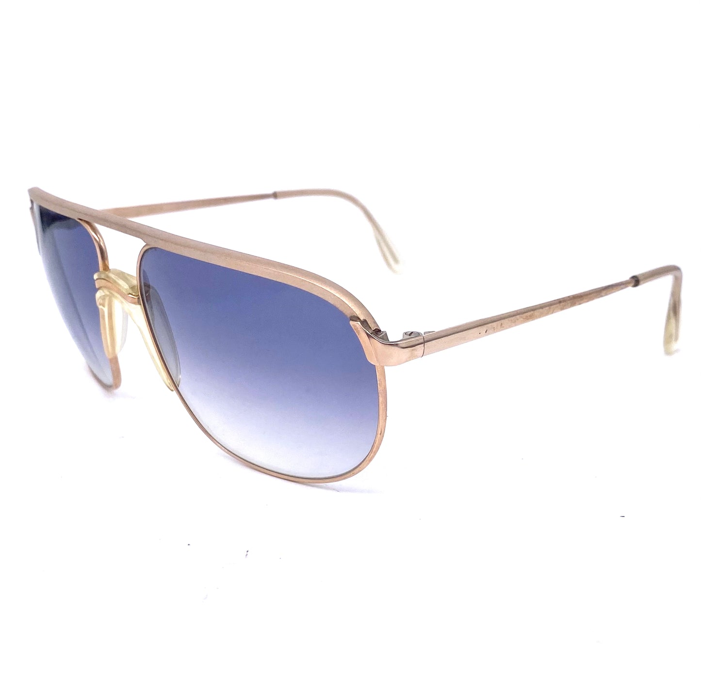 Lozza Linea Profilo 14k rolled gold dbl bridge luxury aviator sunglasses, NoS 70s