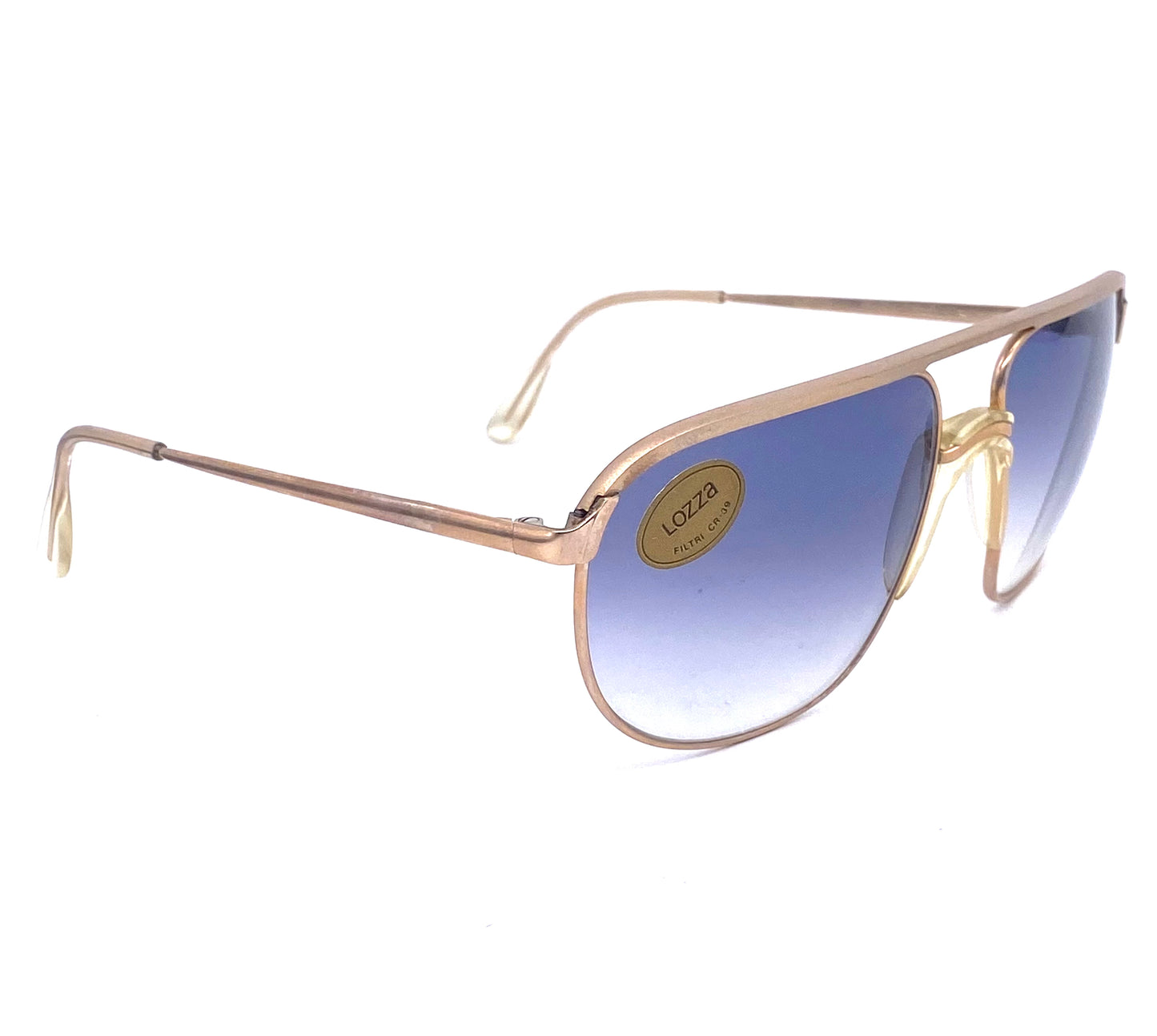 Lozza Linea Profilo 14k rolled gold dbl bridge luxury aviator sunglasses, NoS 70s
