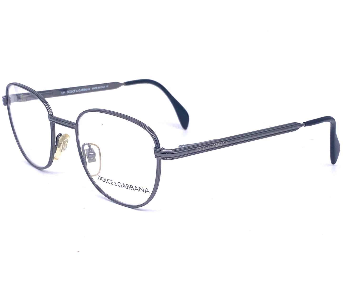 Dolce & Gabbana square gunmetal eyeglasses frames hand made in Italy 90s