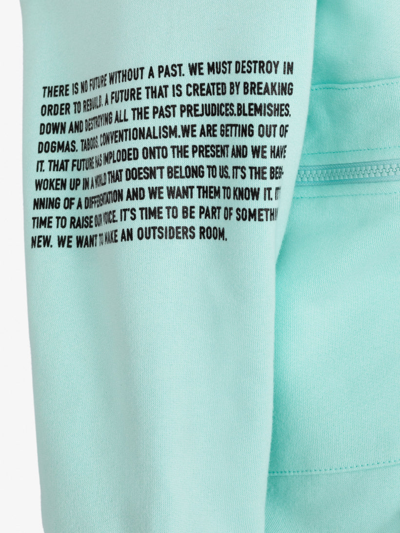 Kids of Broken Future turquoise fanny pack hoodie sz M