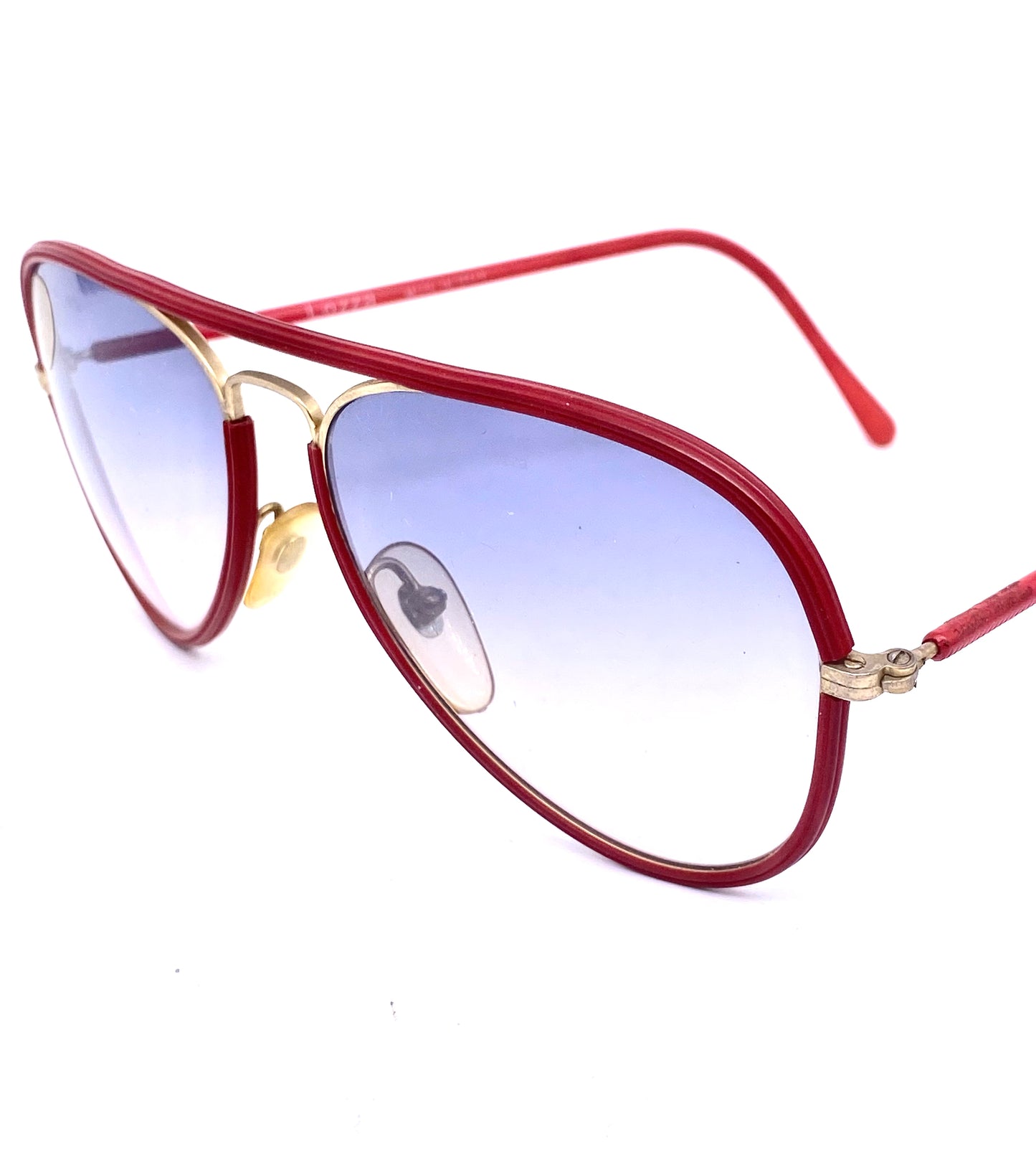 Lozza High Tech Golden metal aviators vinyl rolled in red or white colors, NoS 70s Italy