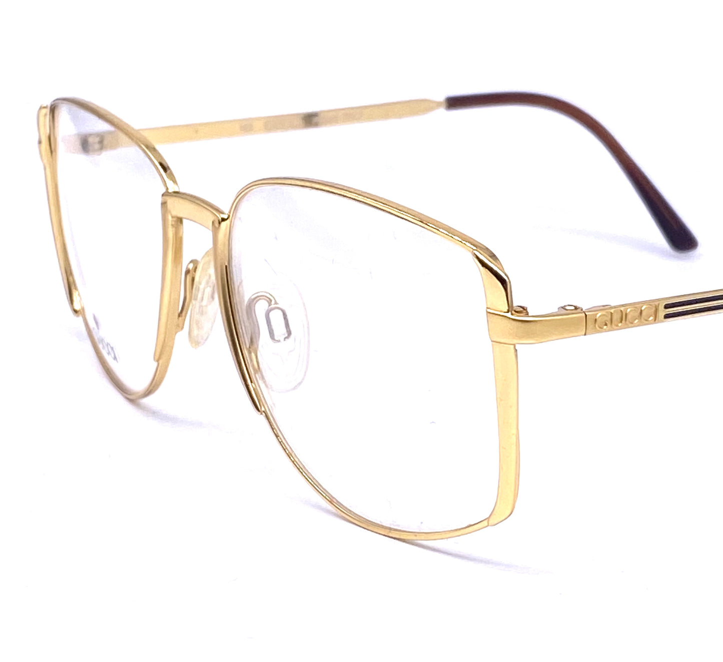 Gucci GG2225 gold oversized ladies eyeglasses frames made in Italy, NOS 80s