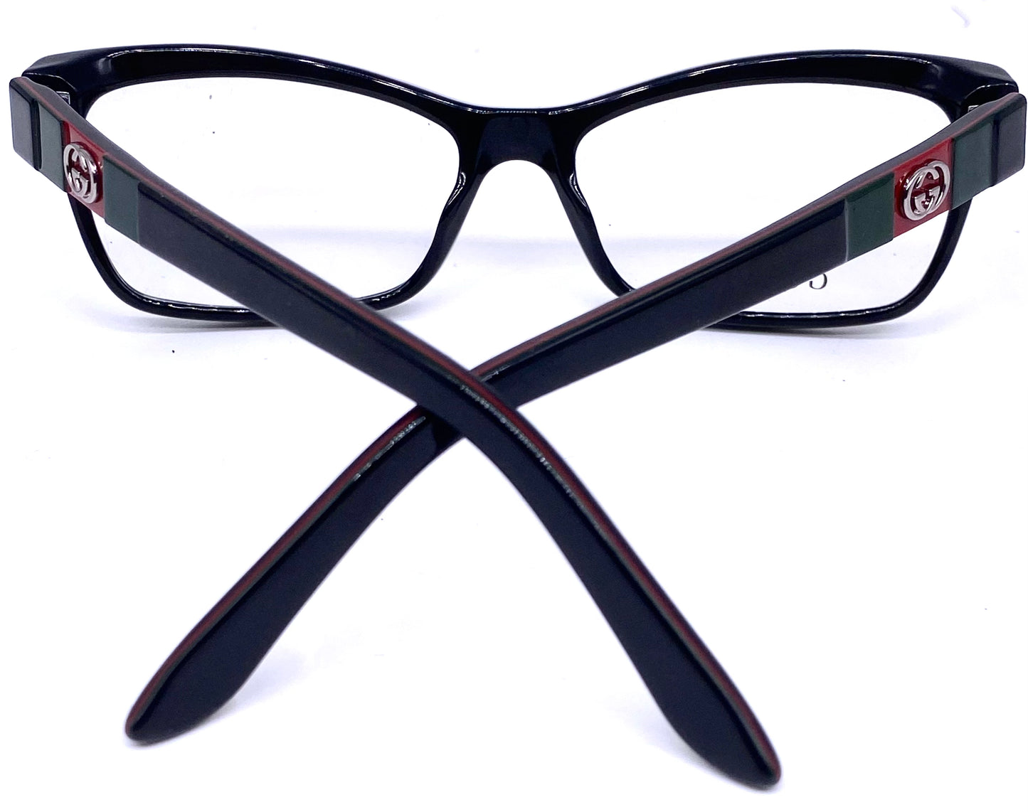 Gucci GG3542 black cateye ladies eyeglasses signature detailed temples, NOS Y2K