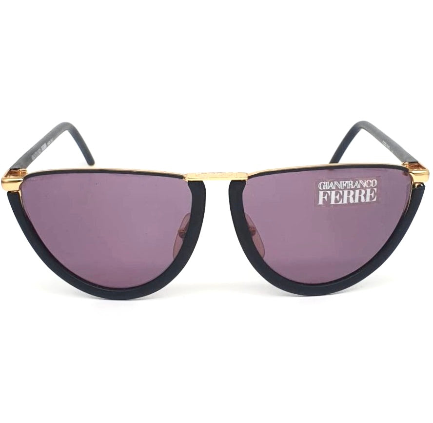 Gianfranco Ferrè GFF 9/S Gold and Black matt vintage drop cat eye sunglasses NOS 1990s.