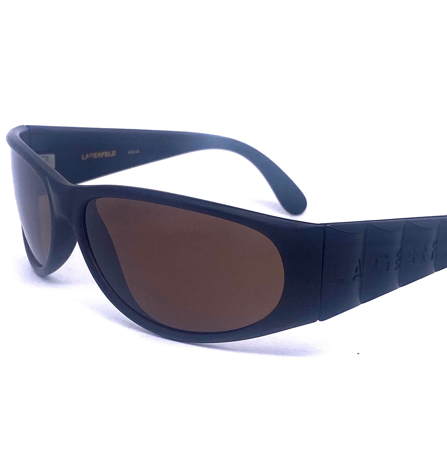 Lagerfeld 4105 Matt black wrap sunglasses, cool modern design, NOS 90s