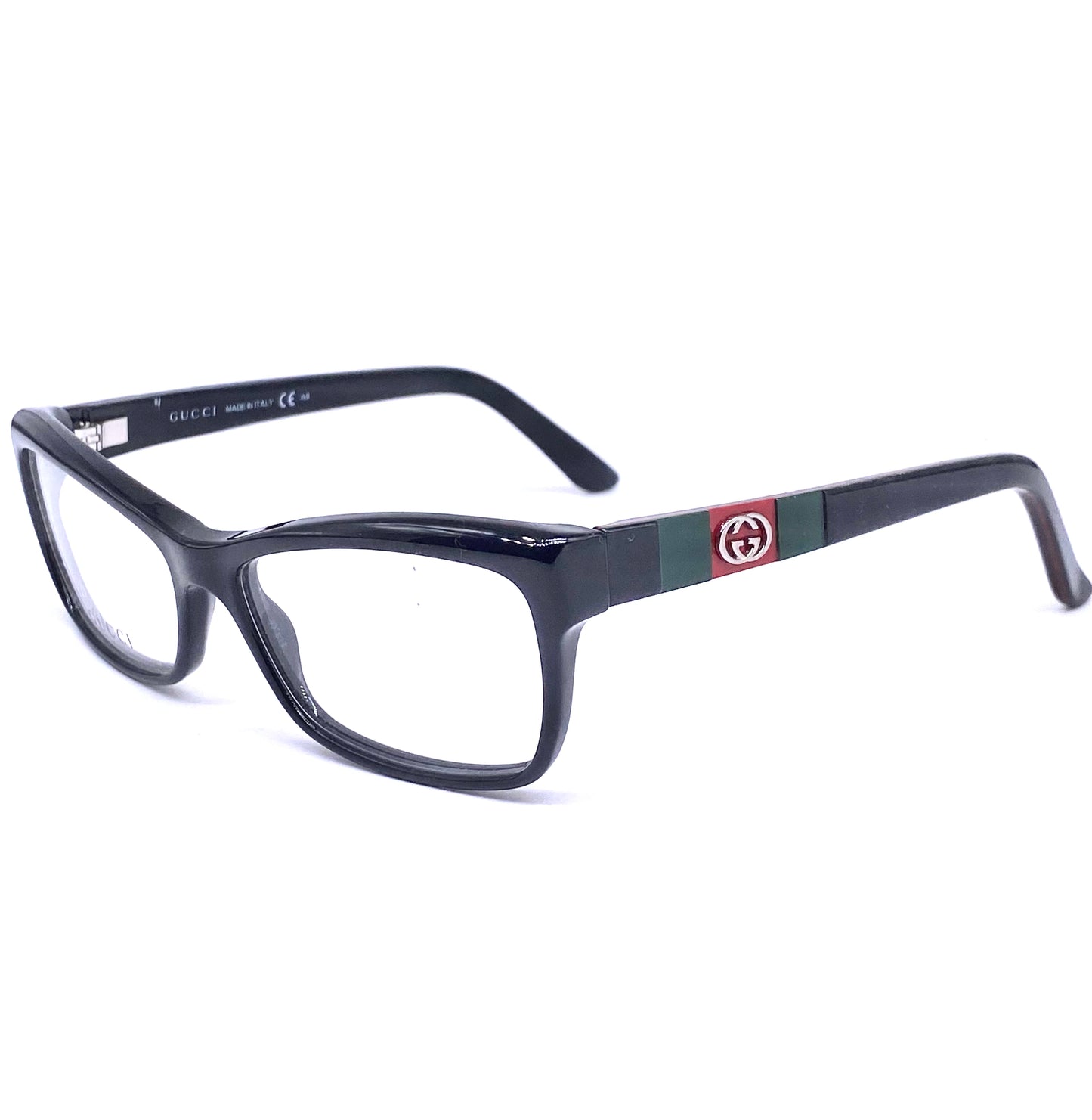 Gucci GG3542 black cateye ladies eyeglasses signature detailed temples, NOS Y2K