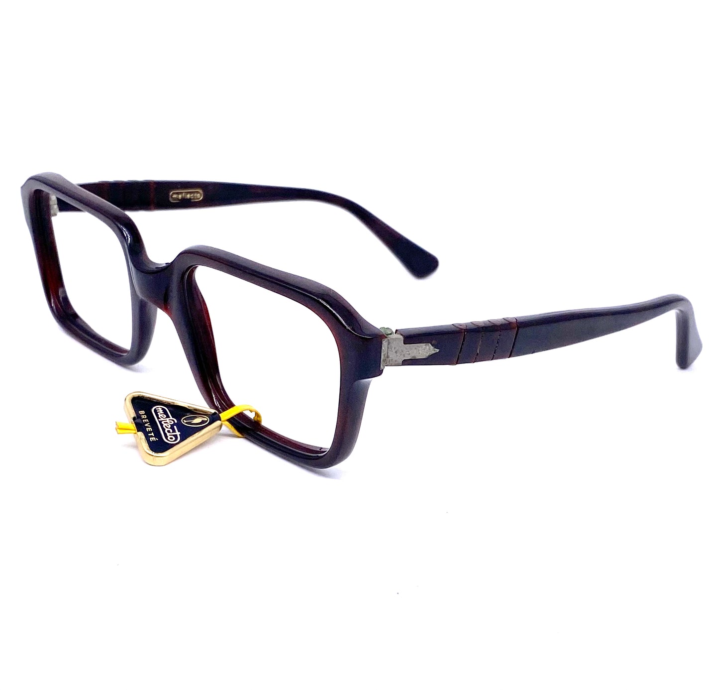 Persol Ratti 6177N squared brown glasses w arrow hinges, 1960s NOS