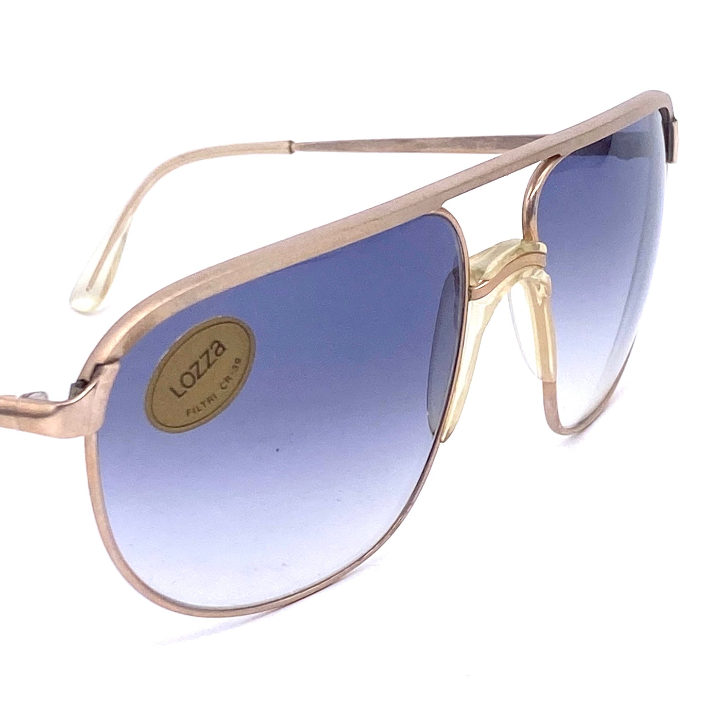 Lozza Linea Profilo 14k rolled gold dbl bridge luxury aviator sunglasses, NoS 70s